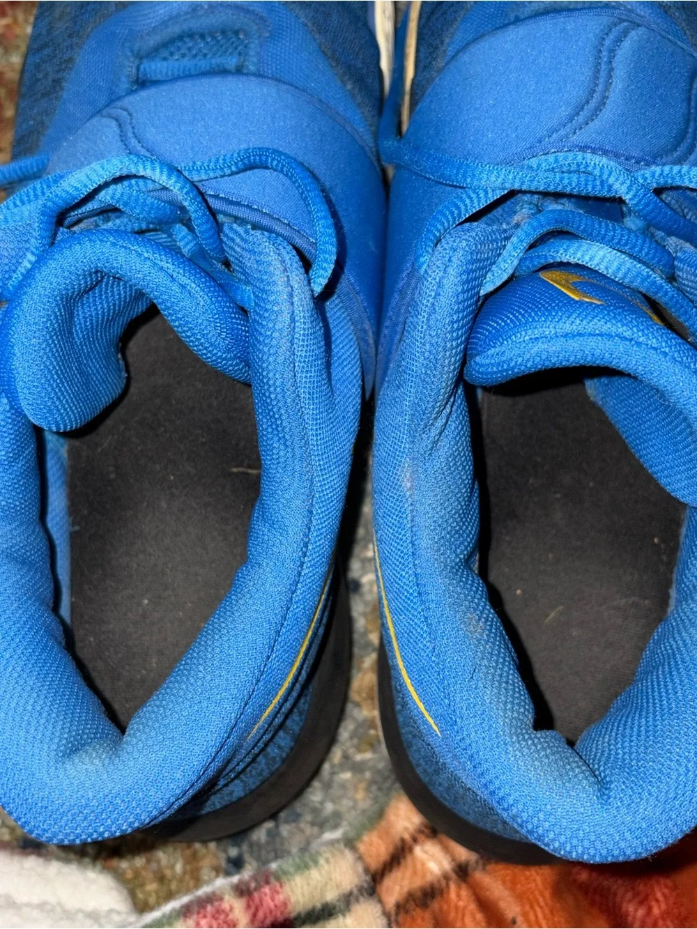 Men’s Blue Nike Basketball Shoes with Yellow Logo